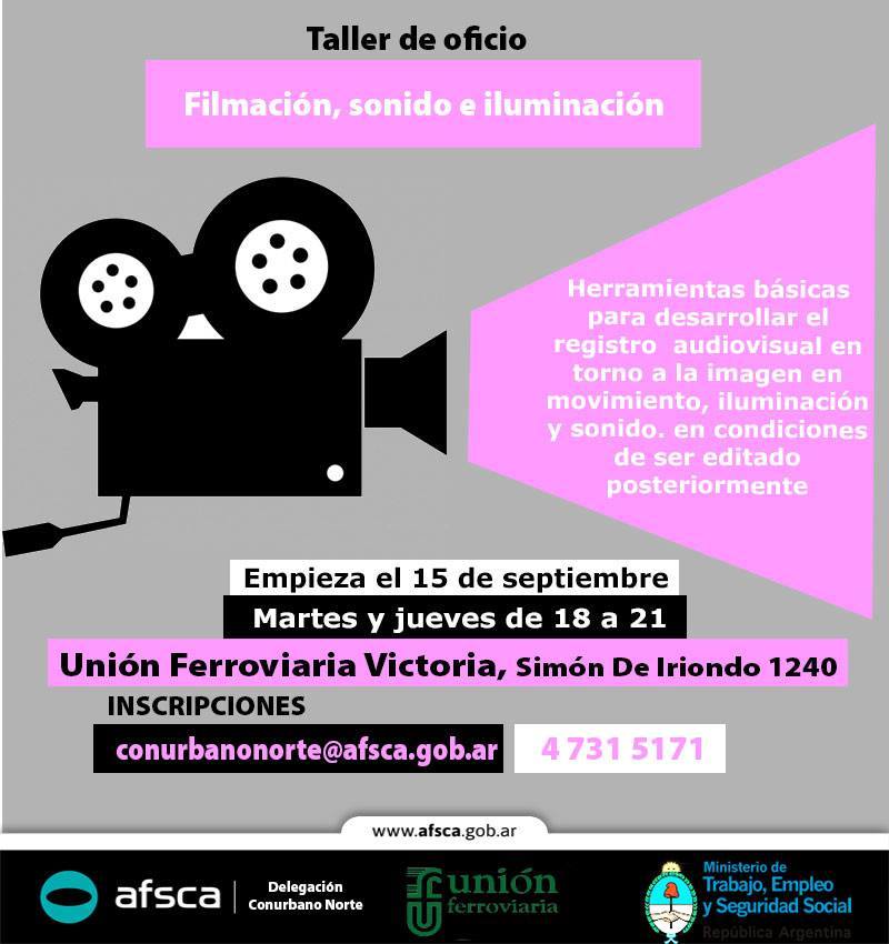 Docente del Taller de oficio Filmación, sonido e iluminación.